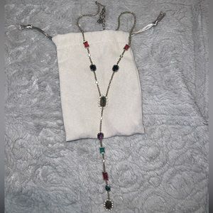 Kendra Scott “Y” Necklace in Various Stones and Gold Hardware